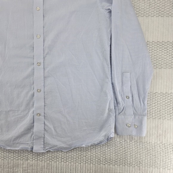 Banana Republic Mens Large Blue White Stripe Button Up Shirt Tailored Slim Fit - Picture 2 of 9
